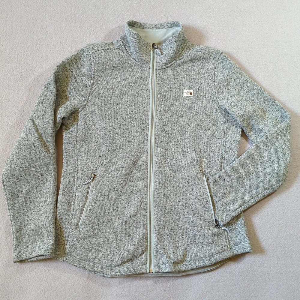 The North Face Crescent Full Zip Fleece Jacket Womens Large Heather Green - Picture 2 of 8